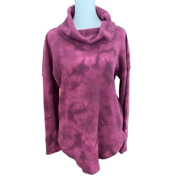 Maeve Pink Tie-Dye Cowl Neck Thermal Top Sz XS Runs Big - Picture 1 of 7